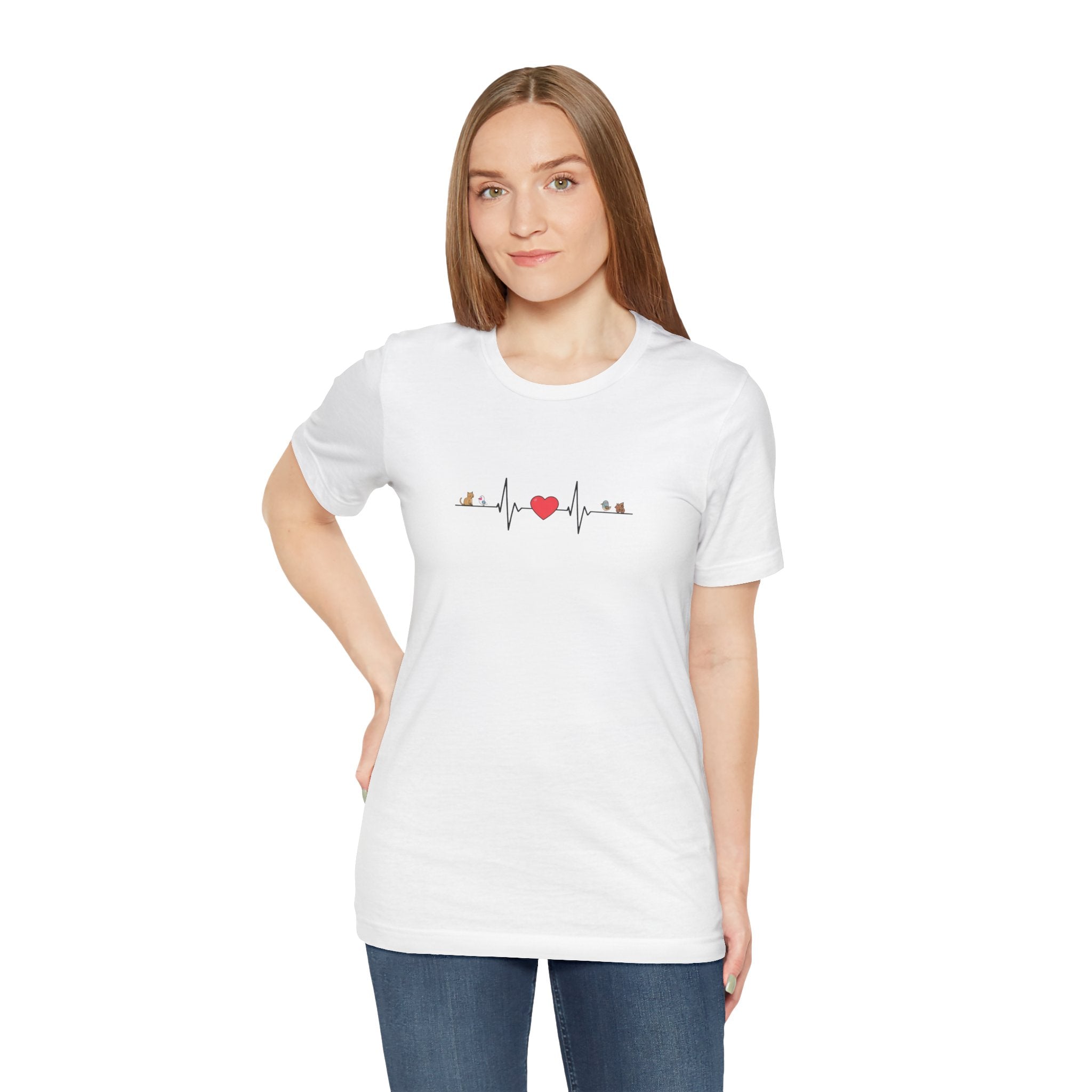 Cute Animal/Heart Graphic T-Shirt