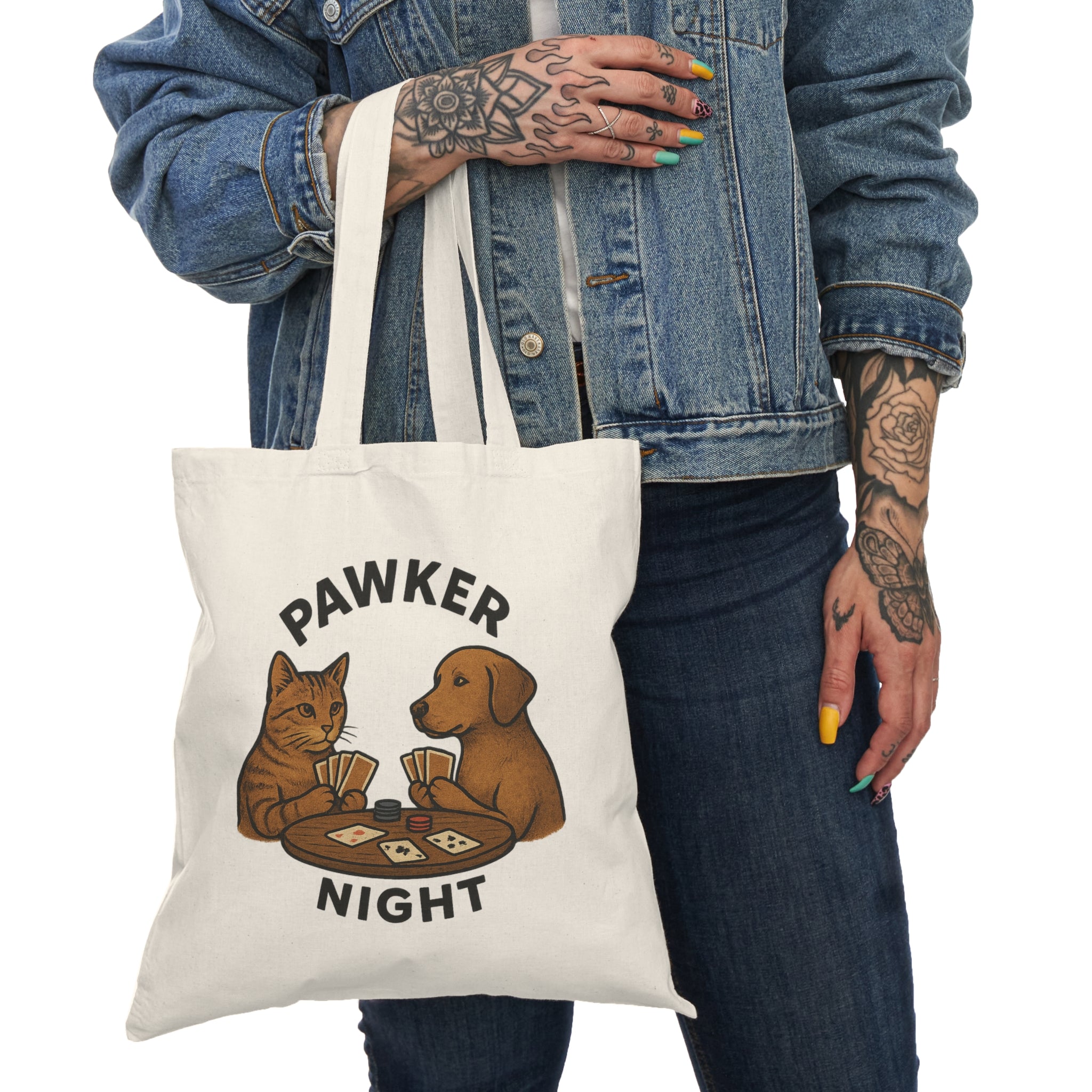 Pawker Night | Funny Animal Tote Bag