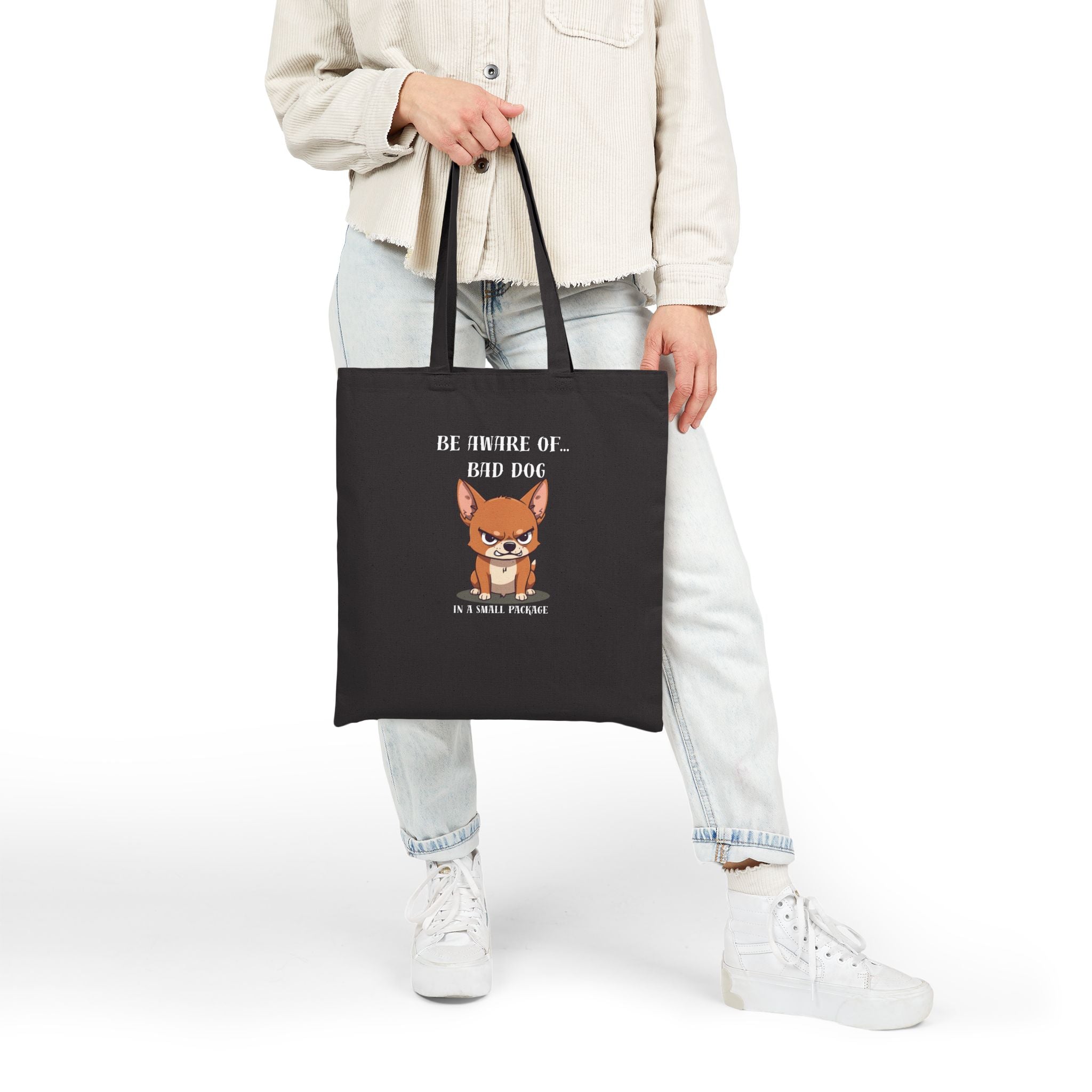 Beware of Bad Dog Tote | Tiny Pup, Big Attitude